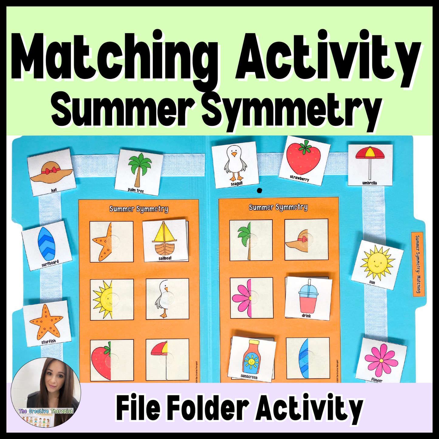 Summer Symmetry Matching File Folder