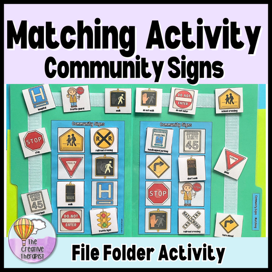 Community Signs Matching File Folder