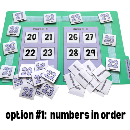 Numbers 20-30 Matching File Folder Activity for Self Contained Classrooms