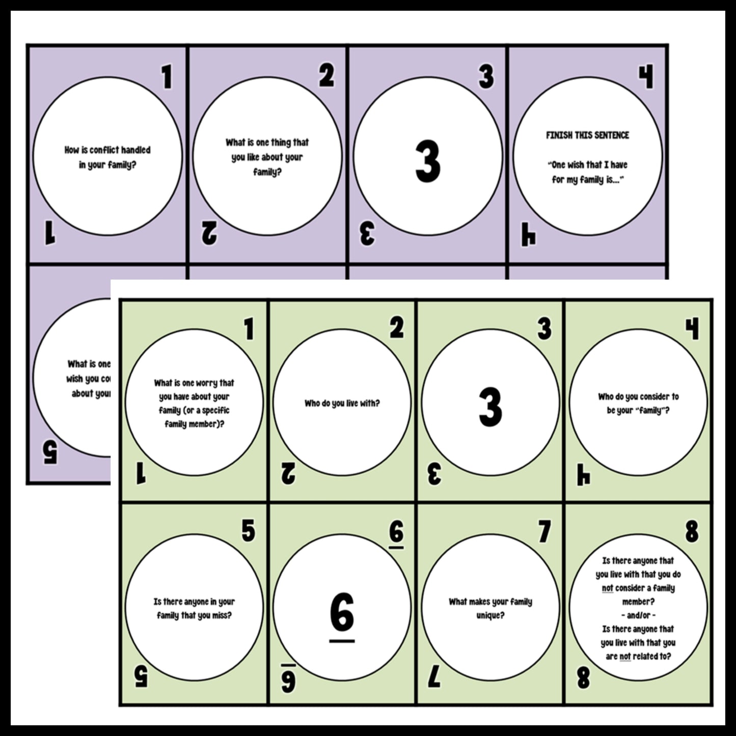 Family Dynamics Counseling Card Game for Upper Elementary and Middle School