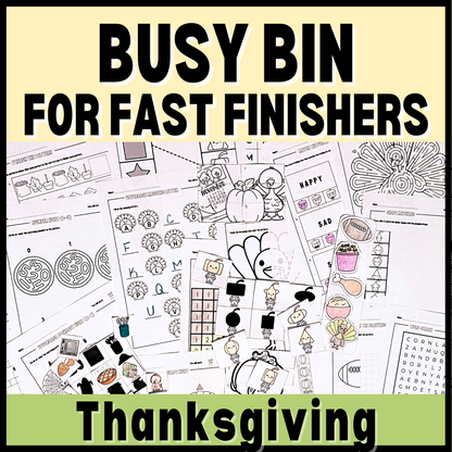 Thanksgiving Busy Bin Activities for Early Finishers