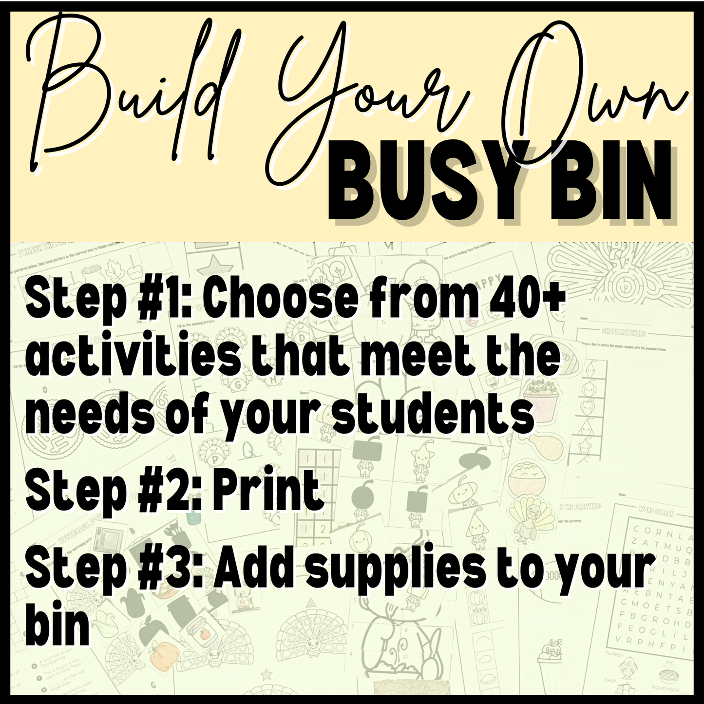 Thanksgiving Busy Bin Activities for Early Finishers