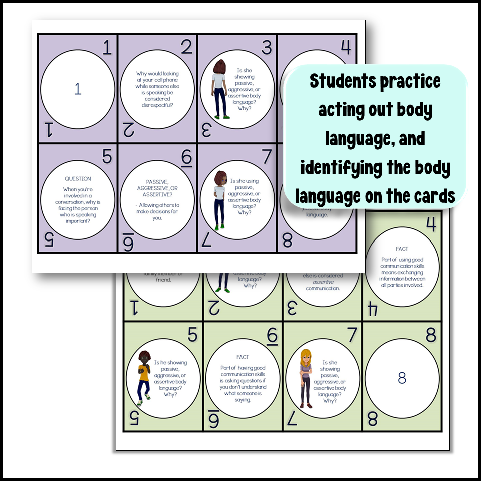 Communication Skills Card Game for Upper Elementary and Middle School