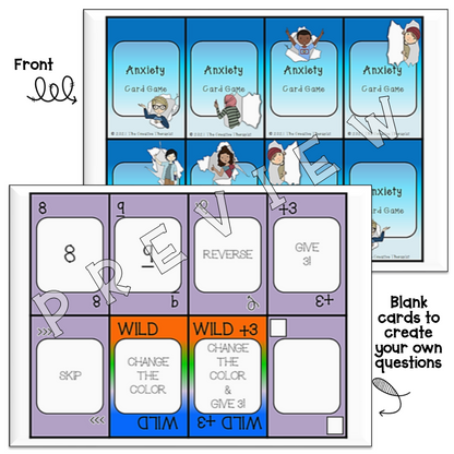 Anxiety Counseling Card Game for Upper Elementary and Middle School