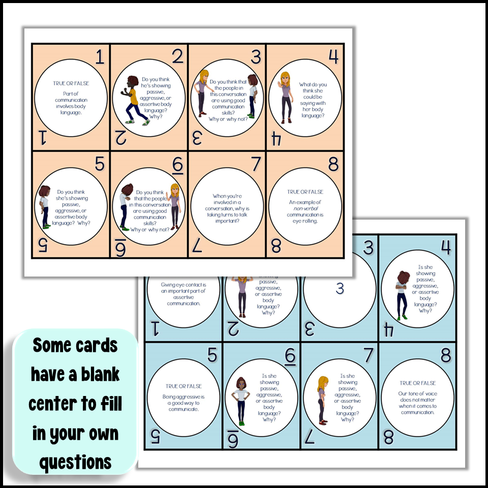 Communication Skills Card Game for Upper Elementary and Middle School