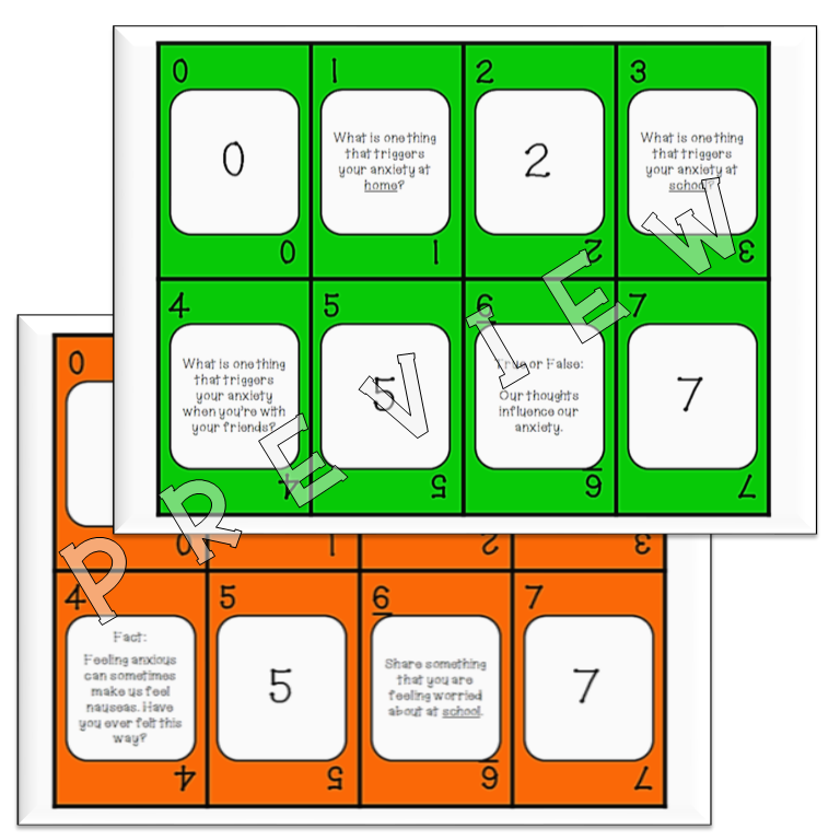 Anxiety Counseling Card Game for Upper Elementary and Middle School