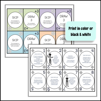 Communication Skills Card Game for Upper Elementary and Middle School